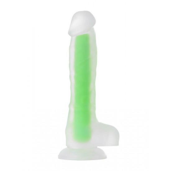 Shop You Beyond Yeşil Dick Glow Gece Parlayan Dildo, Silikon, Şeffaf, 18 cm